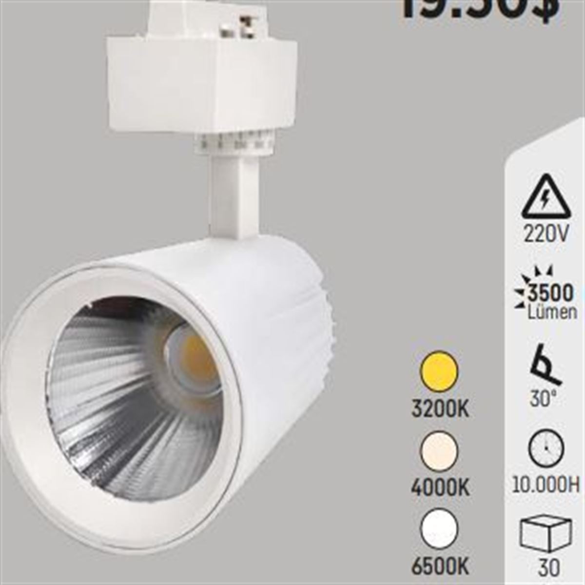 35W RAY SPOT BEYAZ KASA 3200K 1